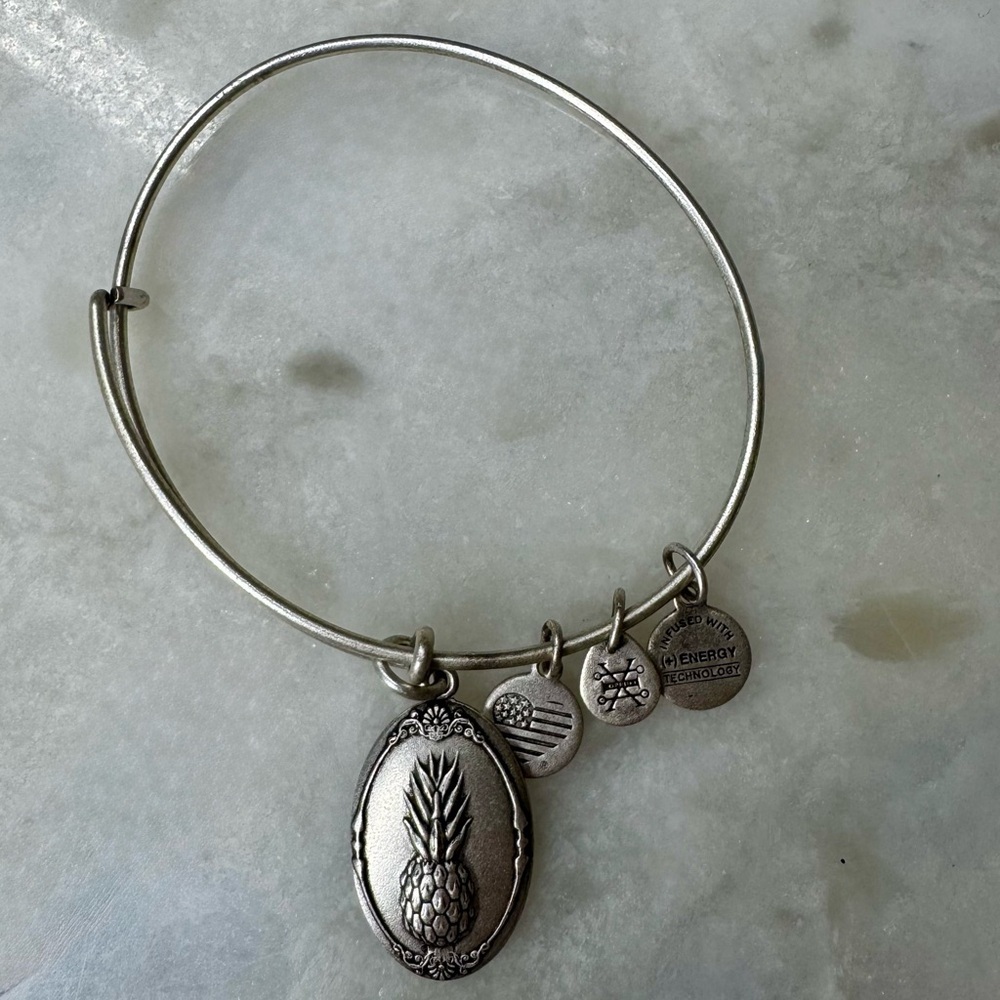 Alex and Ani Pineapple bangle bracelet Rafaelian silver